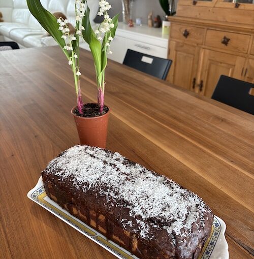 Cake marbré chocolat – noix de coco