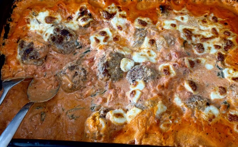 Gratin de boulettes de boeuf tomates-mascarpone